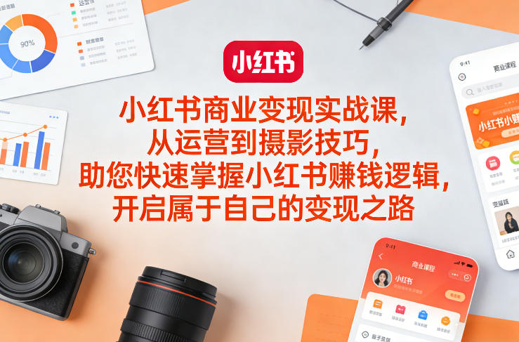 小红书商业变现实战课，从运营到摄影技巧，助您快速掌握小红书賺钱逻辑，开启属于自己的变现之路| 副业网