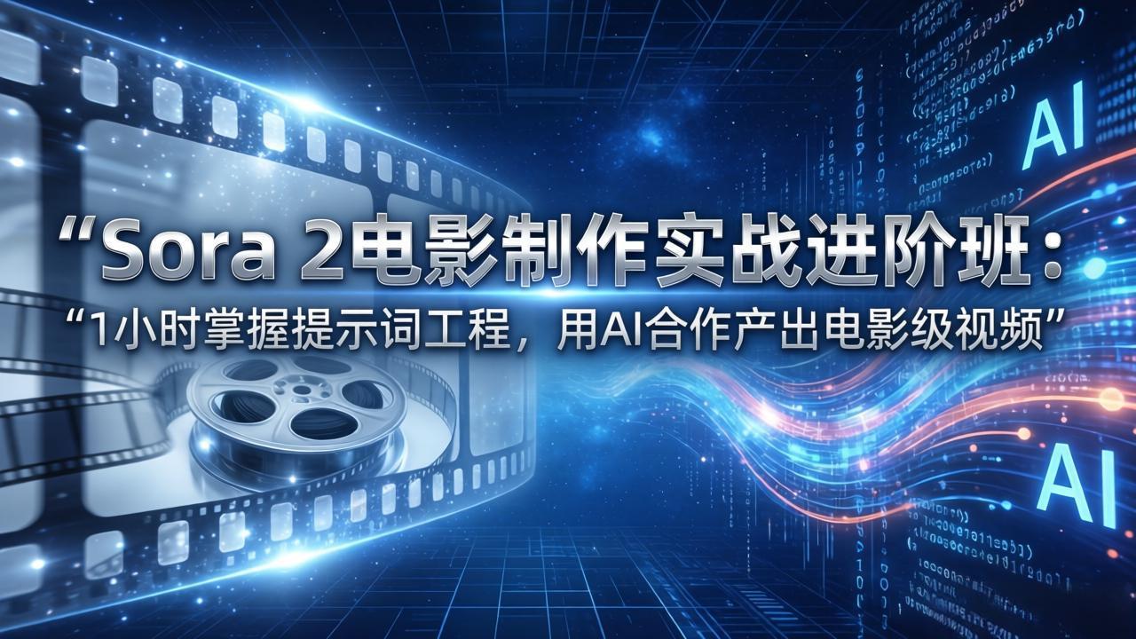 Sora 2电影制作实战进阶班：1小时掌握提示词工程，用AI合作产出电影级视频| 副业网