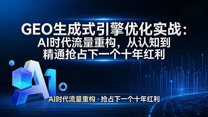 GEO 生成式引擎优化实战：AI时代流量重构，从认知到精通抢占下一个十年红利| 副业网
