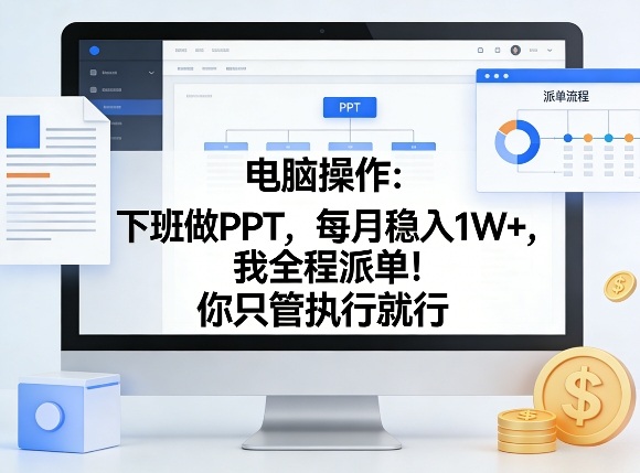 电脑操作：下班做PPT，每月稳入1W+，我全程派单！你只管执行就行【揭秘】| 副业网