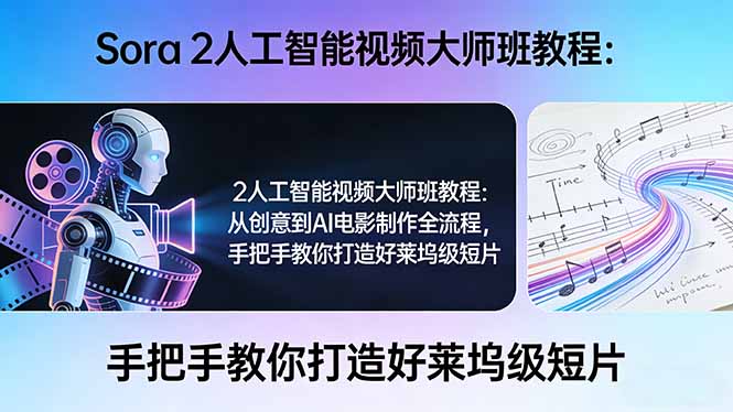 Sora 2人工智能视频大师班教程：从创意到AI电影制作全流程，手把手教你打造好莱坞级短片| 副业网