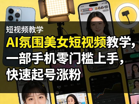 AI氛围美女短视频教学，一部手机零门槛上手，快速起号涨粉| 副业网