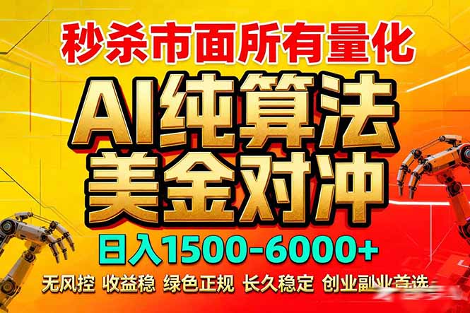 2026全网首发黑马项目，AI美金算法对冲，日入2000-6000+，稳定长效0风险，彻底告别996死工资| 副业网