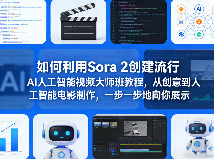 如何利用Sora 2创建流行AI人工智能视频大师班教程，从创意到人工智能电影制作，一步一步地向你展示| 副业网