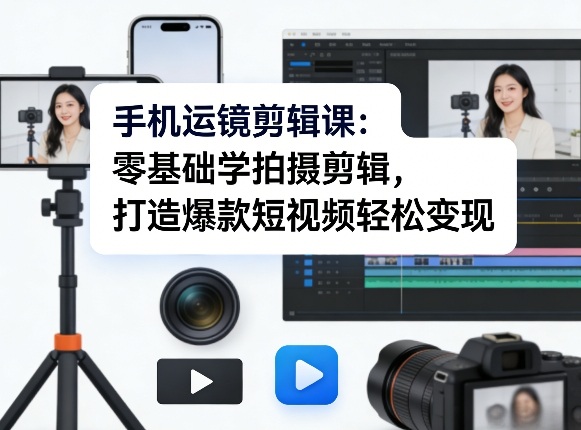 手机运镜剪辑课：零基础学拍摄剪辑，打造爆款短视频轻松变现| 副业网