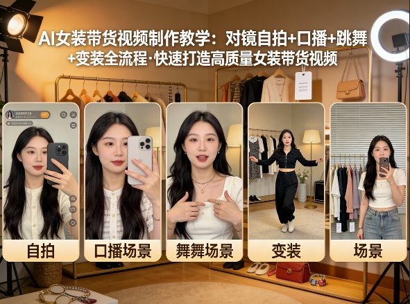 AI女装带货视频制作教学，对镜自拍、口播、跳舞、变装全流程，快速打造高质量女装带货视频| 副业网