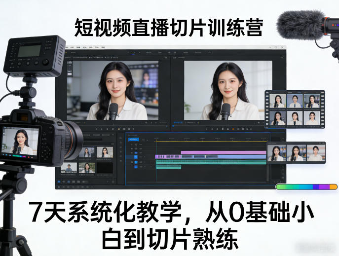 短视频直播切片训练营，7天系统化教学，从0基础小白到切片熟练| 副业网