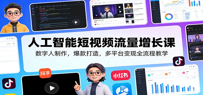 人工智能短视频流量增长课：数字人制作，爆款打造，多平台变现全流程教学| 副业网