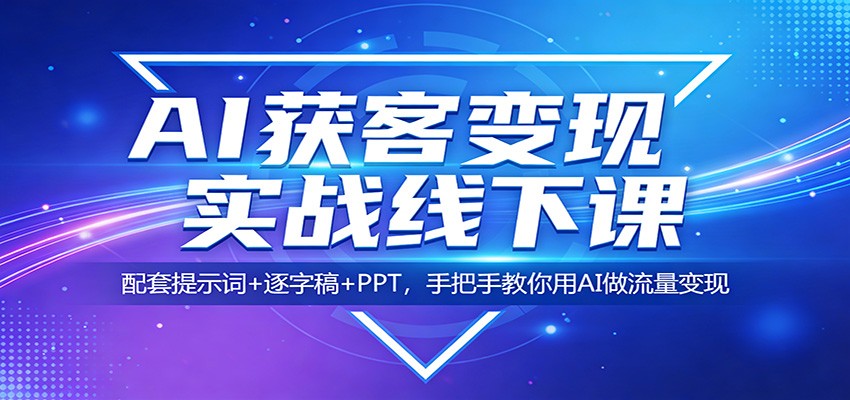 AI获客变现实战线下课：配套提示词+逐字稿+PPT，手把手教你用AI做流量变现| 副业网