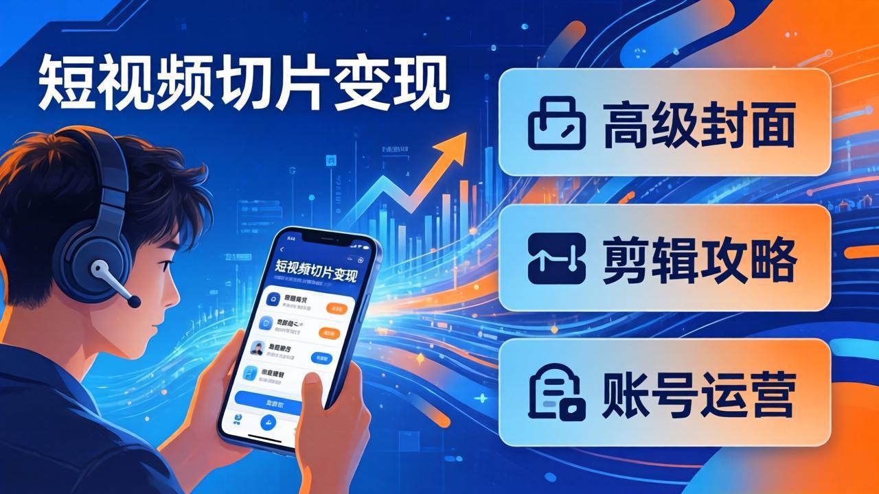短视频切片变现速成班2.0：高级封面+剪辑攻略+账号运营，0基础小白快速入局副业| 副业网