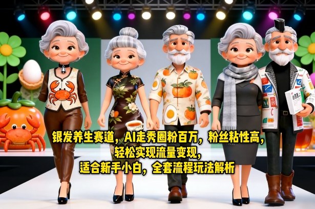 银发养生赛道，AI走秀圈粉百万，粉丝粘性高，轻松实现流量变现，适合新手小白，全套流程玩法解析| 副业网