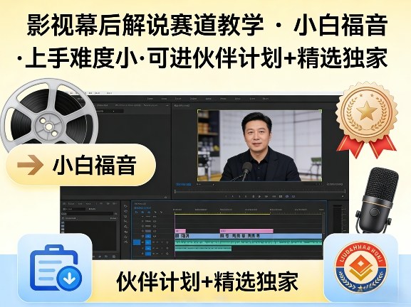 某大佬的影视幕后解说赛道教学，小白福音，上手难度小，可进伙伴计划+精选独家| 副业网