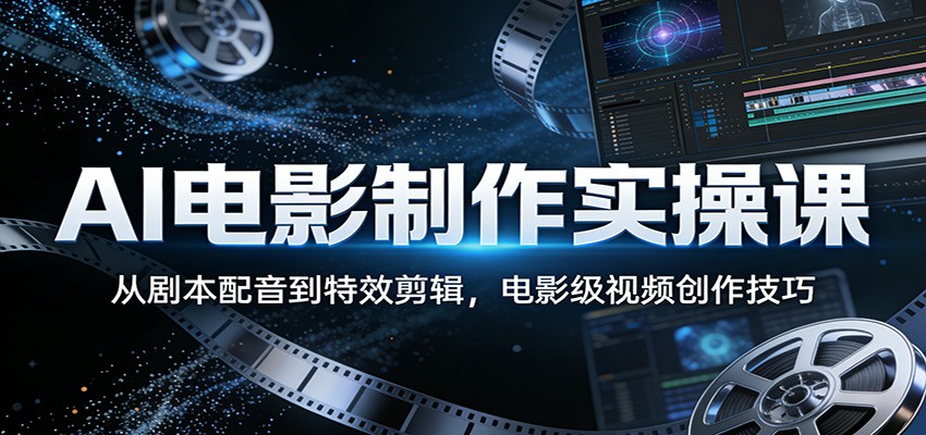 AI电影制作实操课：从剧本配音到特效剪辑，电影级视频创作技巧| 副业网