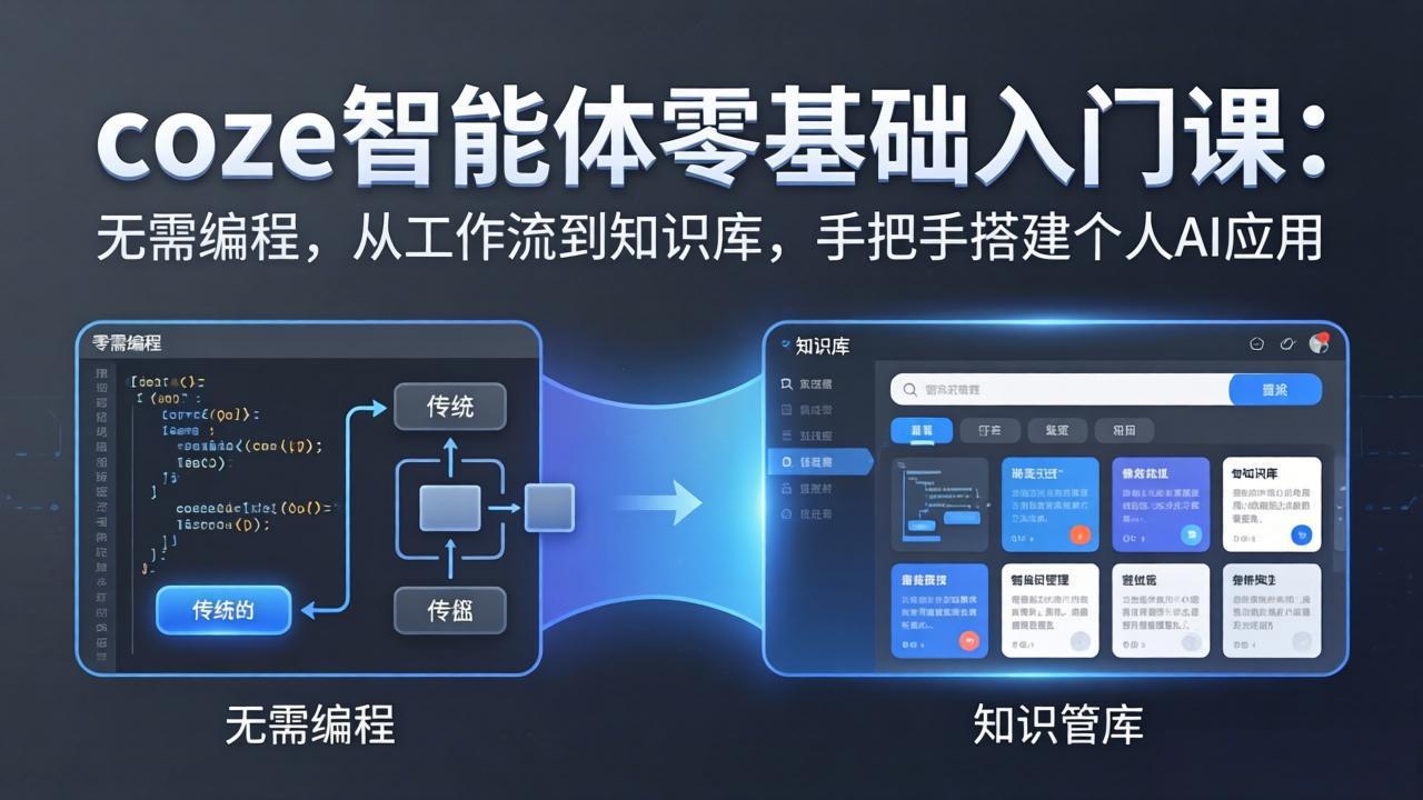 coze智能体零基础入门课：无需编程，从工作流到知识库，手把手搭建个人AI应用| 副业网
