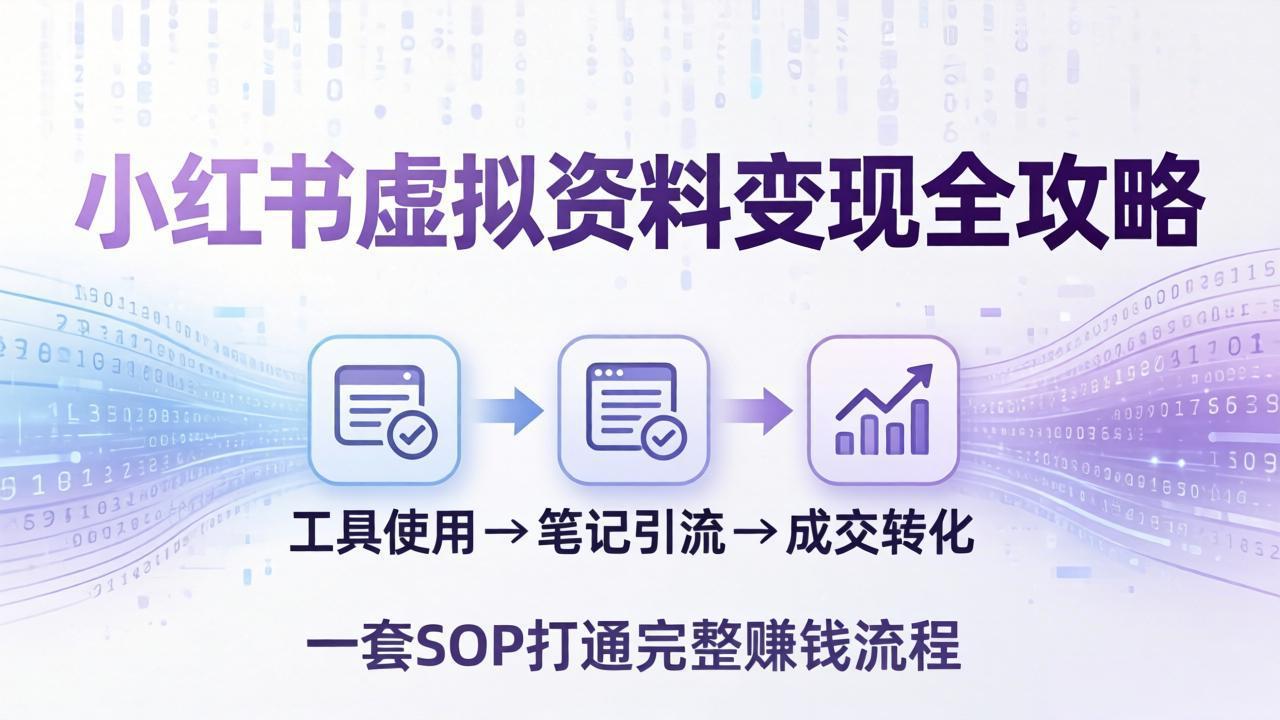 小红书虚拟资料变现全攻略：从工具使用到笔记引流成交，一套 SOP 打通完整赚钱流程| 副业网