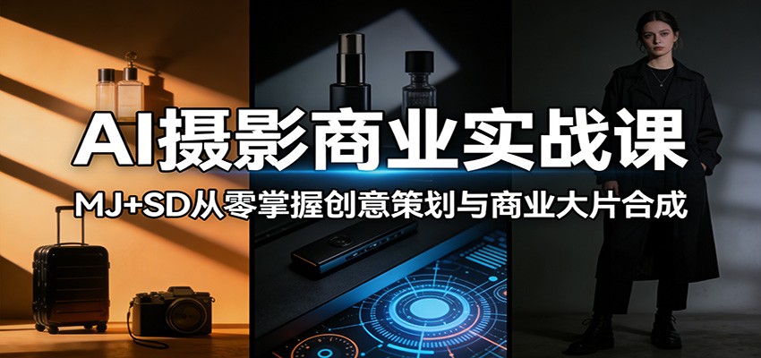AI摄影商业实战课：MJ+SD从零掌握创意策划与商业大片合成| 副业网