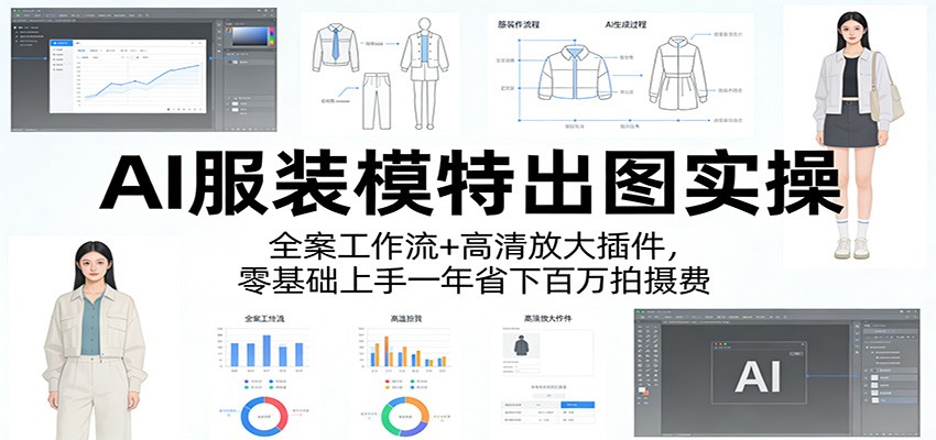 AI服装模特出图实操：全案工作流+ 高清放大插件，零基础上手一年省下百万拍摄费| 副业网