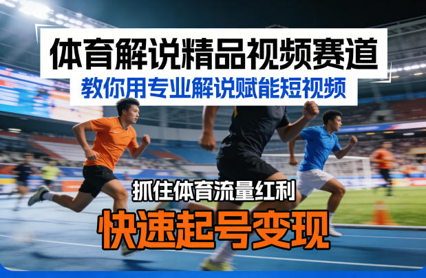 体育解说精品视频赛道，教你用专业解说赋能短视频，抓住体育流量红利，快速起号变现| 副业网