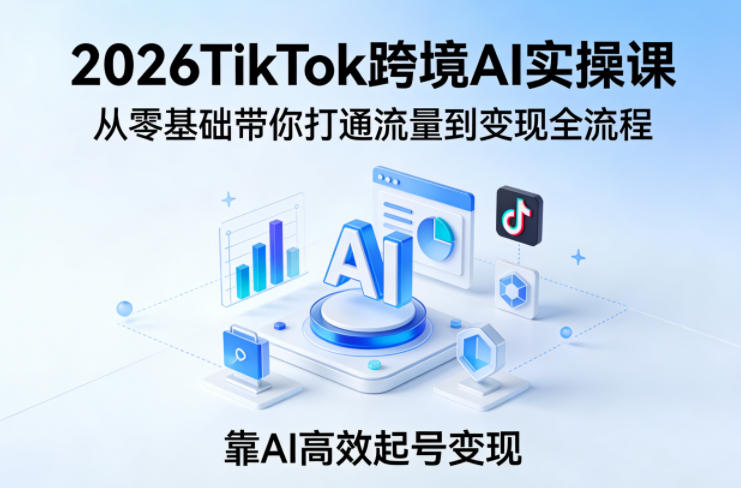 2026TikTok跨境AI实操课，从零基础带你打通流量到变现全流程，靠AI高效起号变现| 副业网