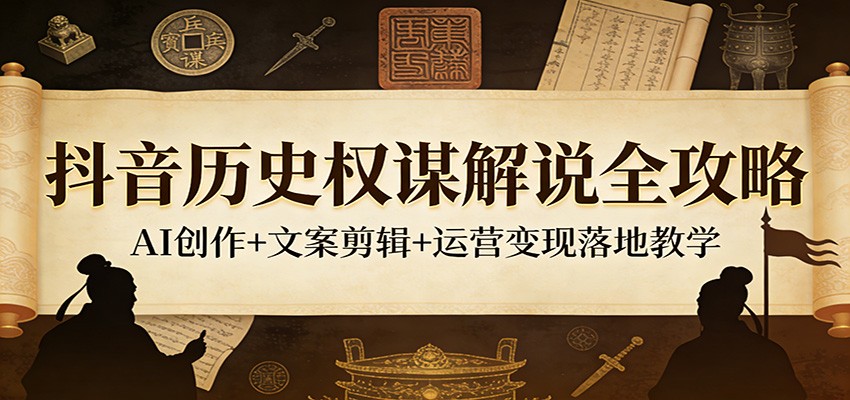 抖音历史权谋解说全攻略：AI创作+文案剪辑+运营变现落地教学| 副业网