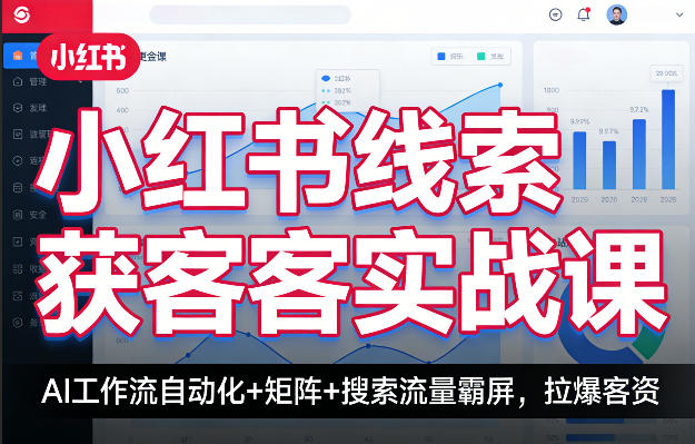 小红书线索获客实战课，AI工作流自动化+矩阵+搜索流量霸屏，拉爆客资| 副业网