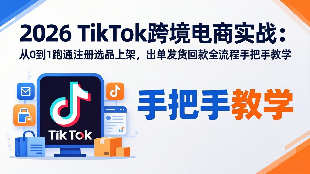 2026TikTok跨境电商实战：从0到1跑通注册选品上架，出单发货回款全流程手把手教学| 副业网