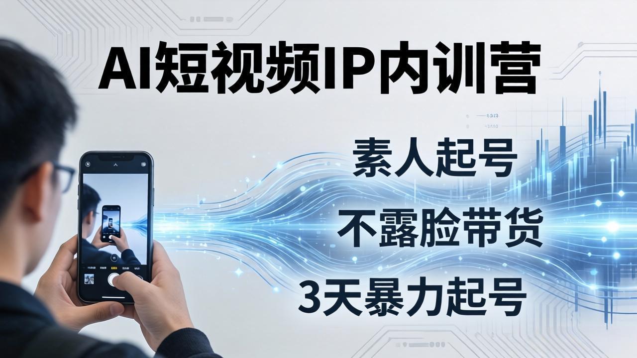 2026AI短视频IP内训营：从素人起号到不露脸带货，3天暴力起号全流程拆解| 副业网
