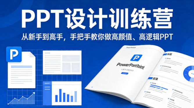 PPT设计训练营，从新手到高手，手把手教你做高颜值、高逻辑PPT| 副业网