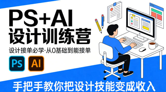 设计接单必学，PS+AI设计训练营，从0基础到能接单，手把手教你把设计技能变成收入| 副业网