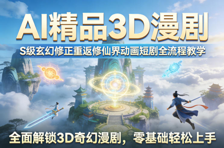 AI精品3D漫剧S级玄幻修正重返修仙界动画短剧全流程教学，全面解锁3D奇幻漫剧，零基础轻松上手| 副业网