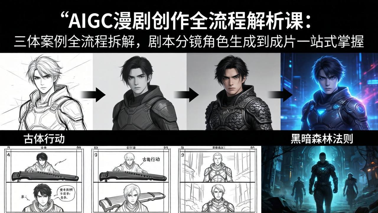 AIGC漫剧创作全流程解析课：三体案例全流程拆解，剧本分镜角色生成到成片一站式掌握| 副业网