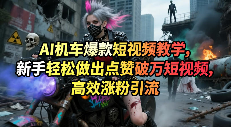 AI机车爆款短视频教学，新手轻松做出点赞破万短视频，高效涨粉引流| 副业网