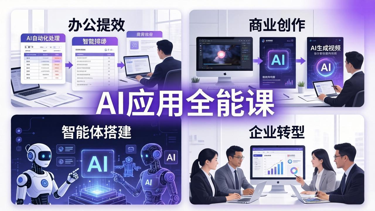 AIGC 应用全能课：办公提效、商业创作、智能体搭建、企业转型，一站式学会AI应用| 副业网