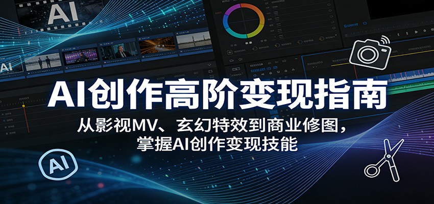 AI创作高阶变现指南：从影视MV、玄幻特效到商业修图，掌握AI创作变现技能| 副业网