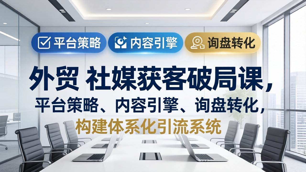 外贸 社媒获客破局课，平台策略、内容引擎、询盘转化，构建体系化引流系统(更新26年3月| 副业网