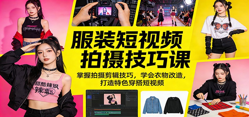 服装短视频拍摄技巧课：掌握拍摄剪辑技巧，学会衣物改造，打造特色穿搭短视频| 副业网