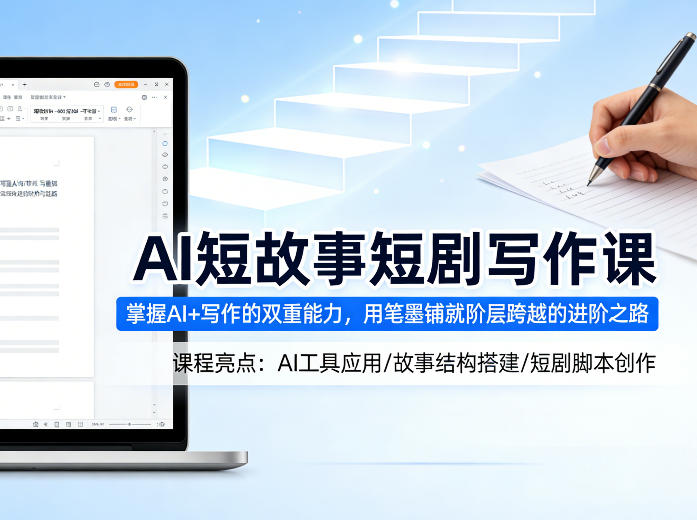 AI短故事短剧写作课，掌握AI+写作的双重能力，用笔墨铺就阶层跨越的进阶之路| 副业网