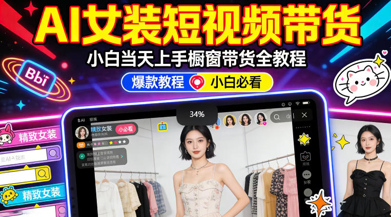 AI女装短视频橱窗带货：小白零门槛当天上手，高佣金爆款轻松賺！| 副业网