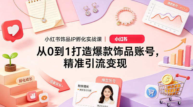小红书饰品IP孵化实战课｜从0到1打造爆款饰品账号，精准引流变现| 网创圈
