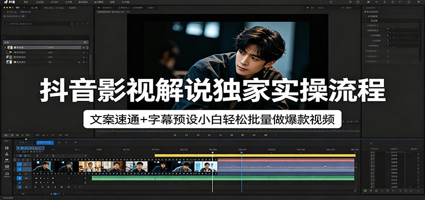 抖音影视解说独家实操流程，文案速通+字幕预设小白轻松批量做爆款视频| 网创圈