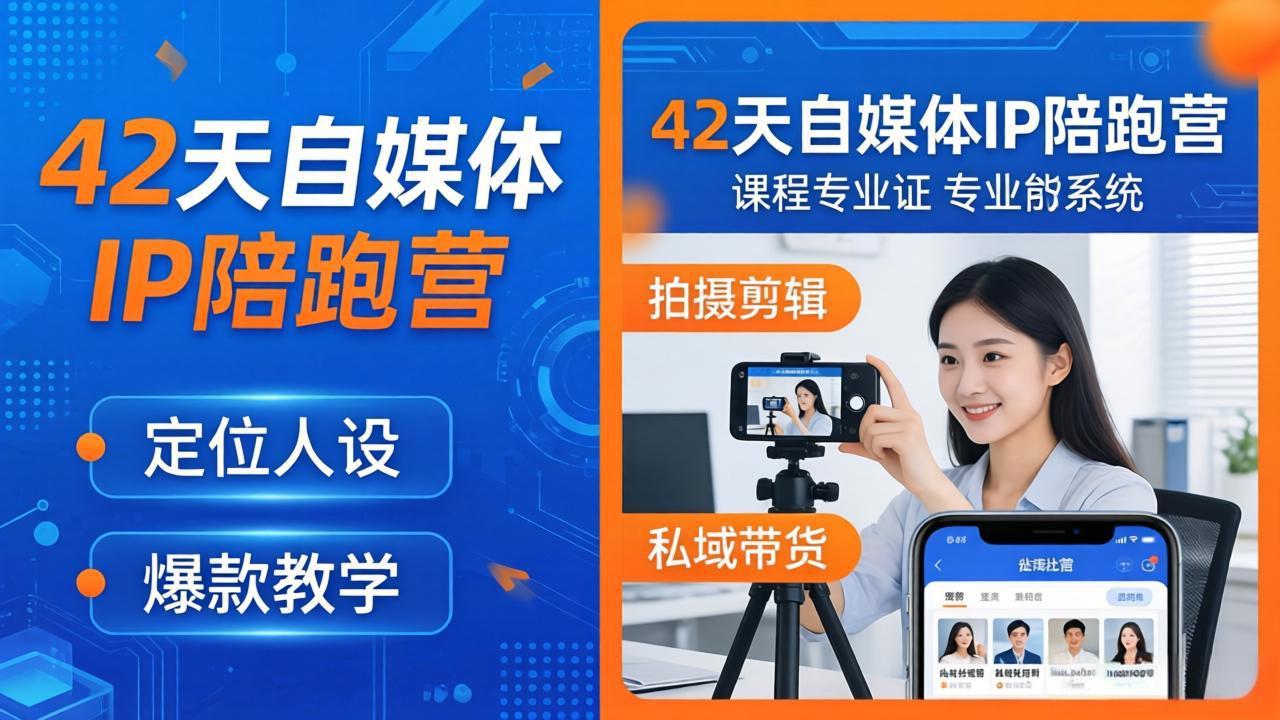 42天自媒体IP陪跑营-26年4月19更新：定位人设爆款全教学，拍摄剪辑私域带货一站式落地| 网创圈