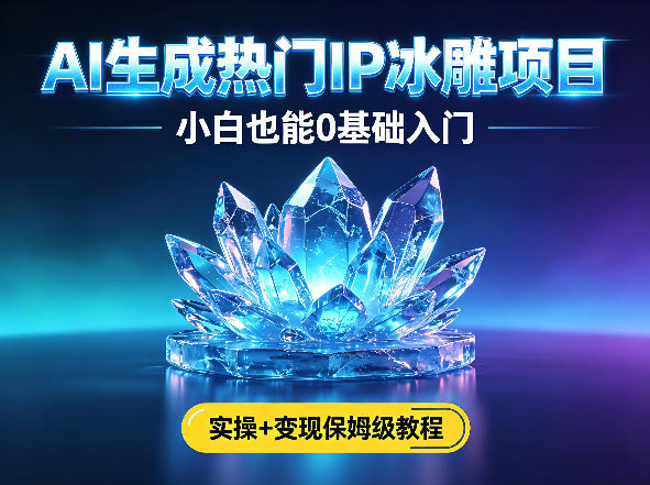 AI生成热门ip冰雕项目，小白也能0基础入门，实操+变现保姆级教程| 网创圈