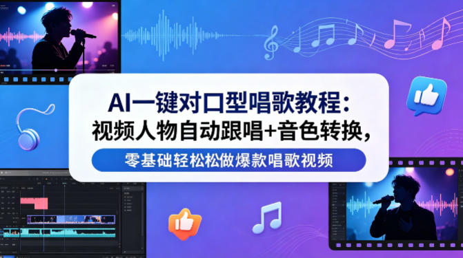 AI一键对口型唱歌教程：视频人物自动跟唱+音色转换，零基础轻松做爆款唱歌视频| 网创圈