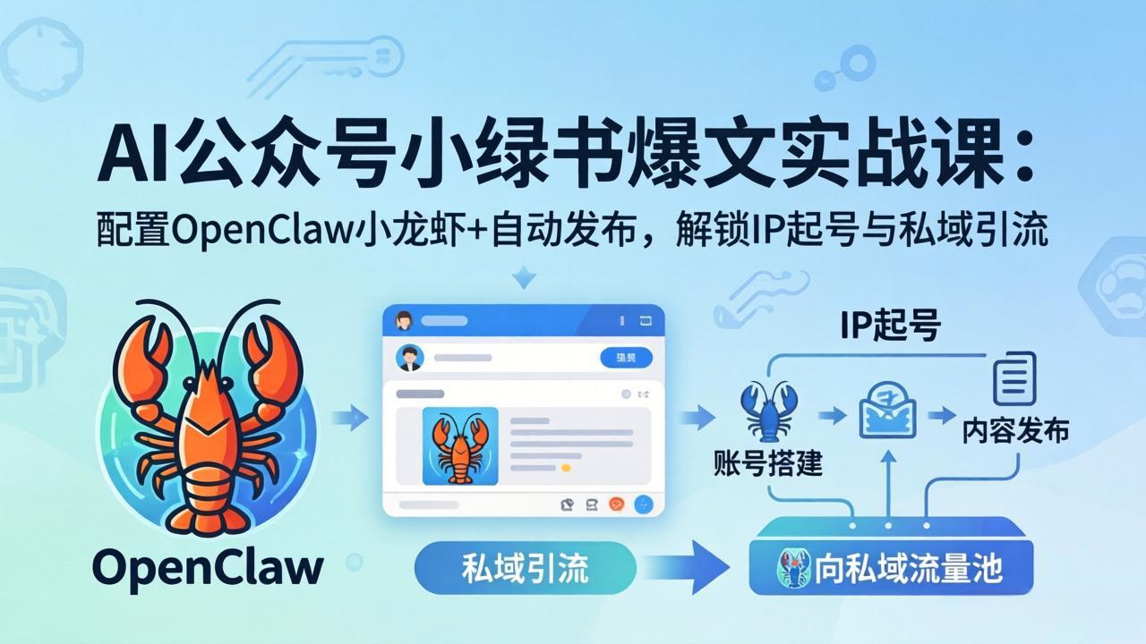 AI公众号小绿书变现实战课：小绿书爆文写作+OpenClaw自动发布，解锁IP起号与私域引流| 网创圈