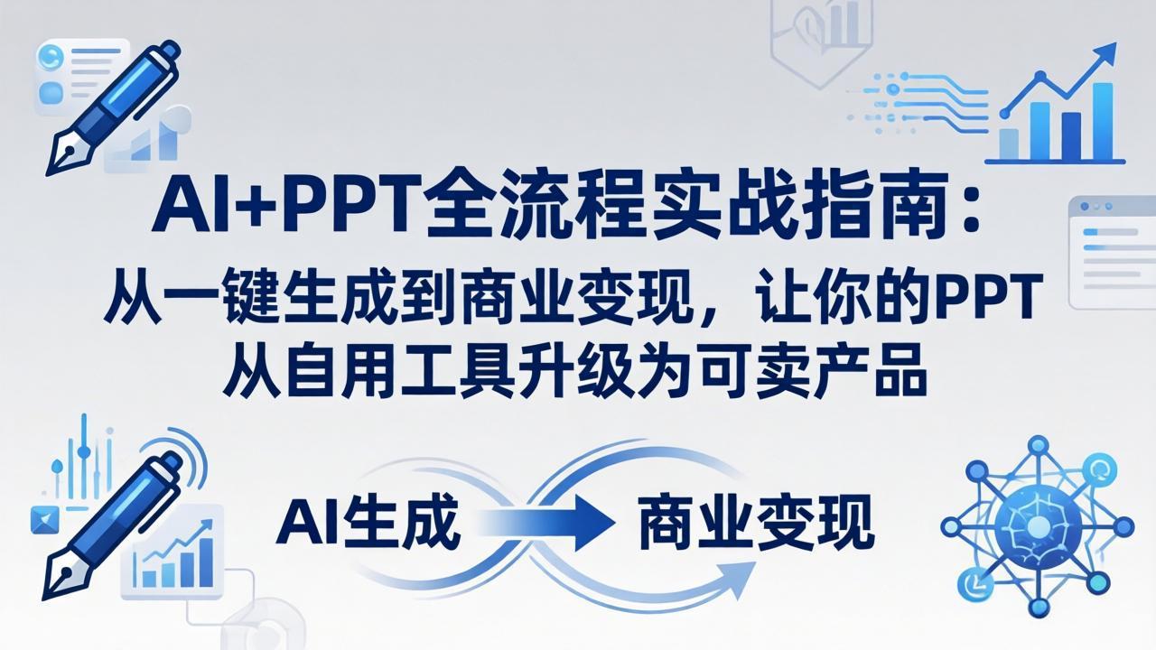 AI+PPT全流程实战指南-更新4月21：从一键生成到商业变现，让你的PPT从自用工具升级为可卖产品| 网创圈