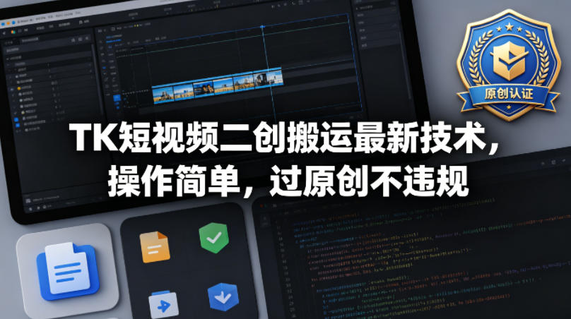 TK短视频二创搬运最新技术，操作简单，过原创不违规| 网创圈