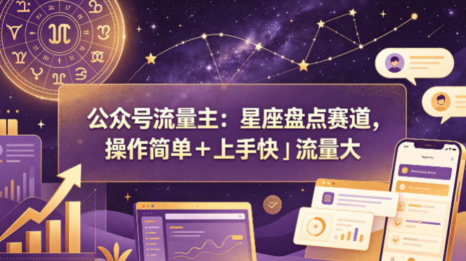 公众号流量主：星座盘点赛道，操作简单＋上手快＋流量大| 网创圈