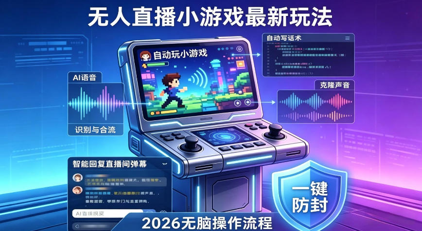 2026年AI无人直播小游戏全流程，不违规不封号，开启创业副业增收之路，小白月入1w+【揭秘】| 网创圈
