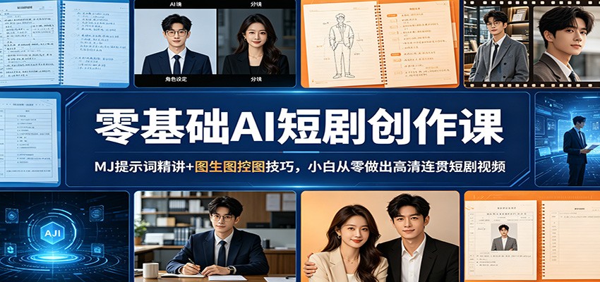 零基础AI短剧创作课：MJ提示词精讲+图生图控图技巧，小白从零做出高清连贯短剧视频| 网创圈