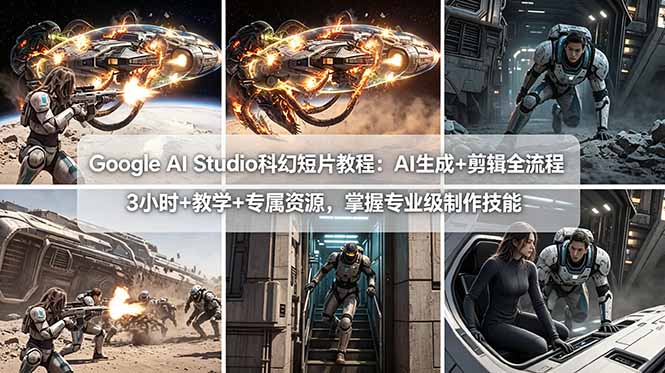 Google AI Studio科幻短片教程：AI生成+剪辑全流程，3小时+教学+专属资源，掌握专业级制作技能| 网创圈
